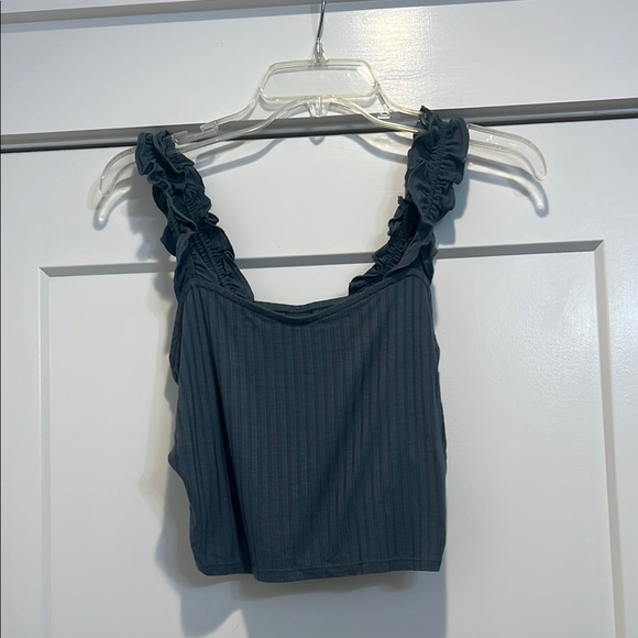 Wild Fable Women's Ruffled Strap Top - Dark blue gray size small. - Picture 1 of 5